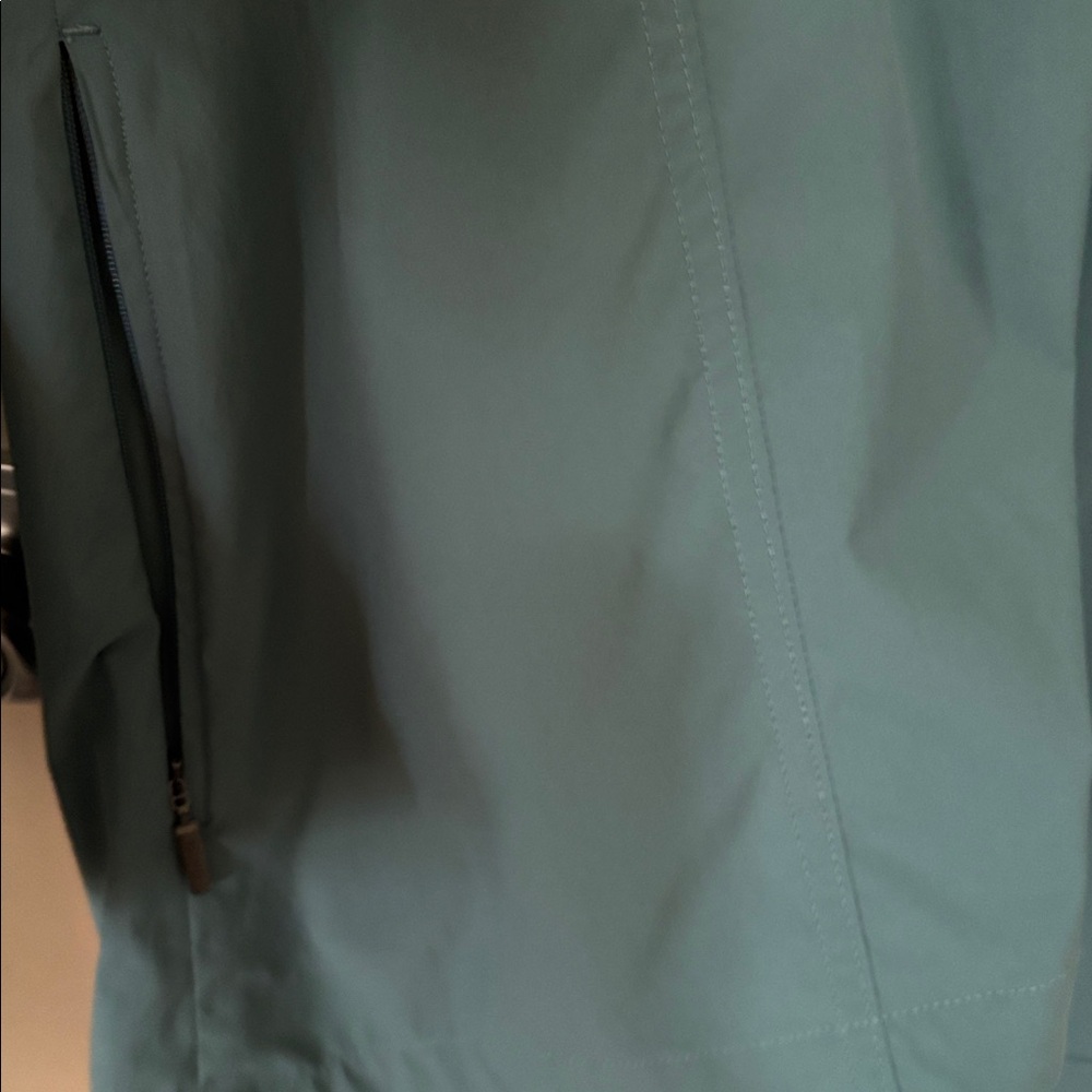 Athleta Advantage Poplin Jacket Deep Ocean Teal Ruffle Collar Swing Size medium - Picture 9 of 10